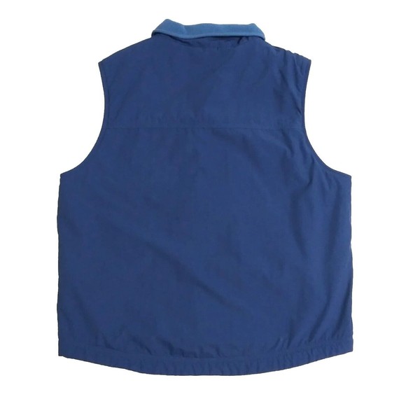 LL Bean Men's Large Nylon Softshell Full Zip Vest Jacket Fleece Lined Blue - Picture 7 of 9